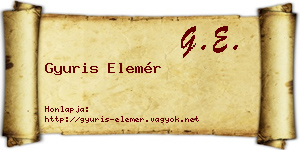 Gyuris Elemér névjegykártya